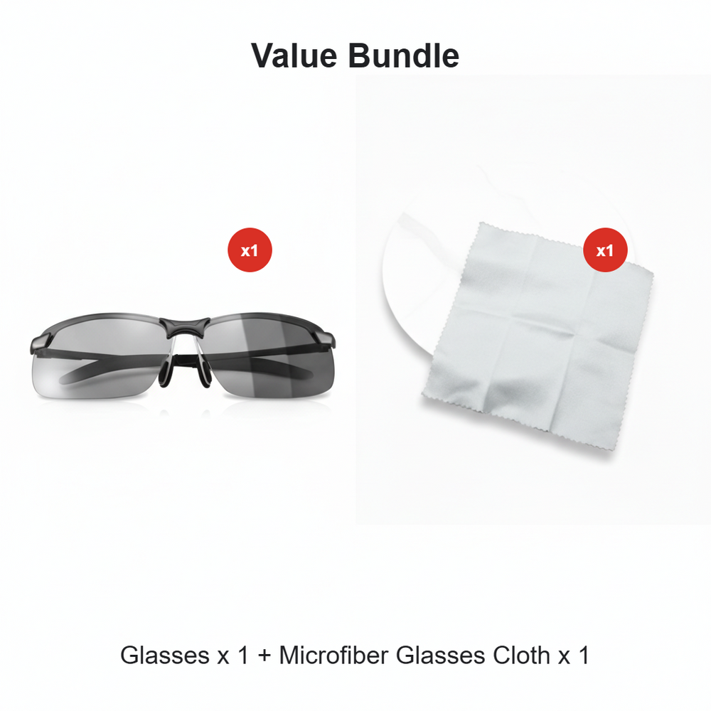 Polarized Photochromic Sunglasses – Unisex, Adaptive Lenses & UV Wrap Frame