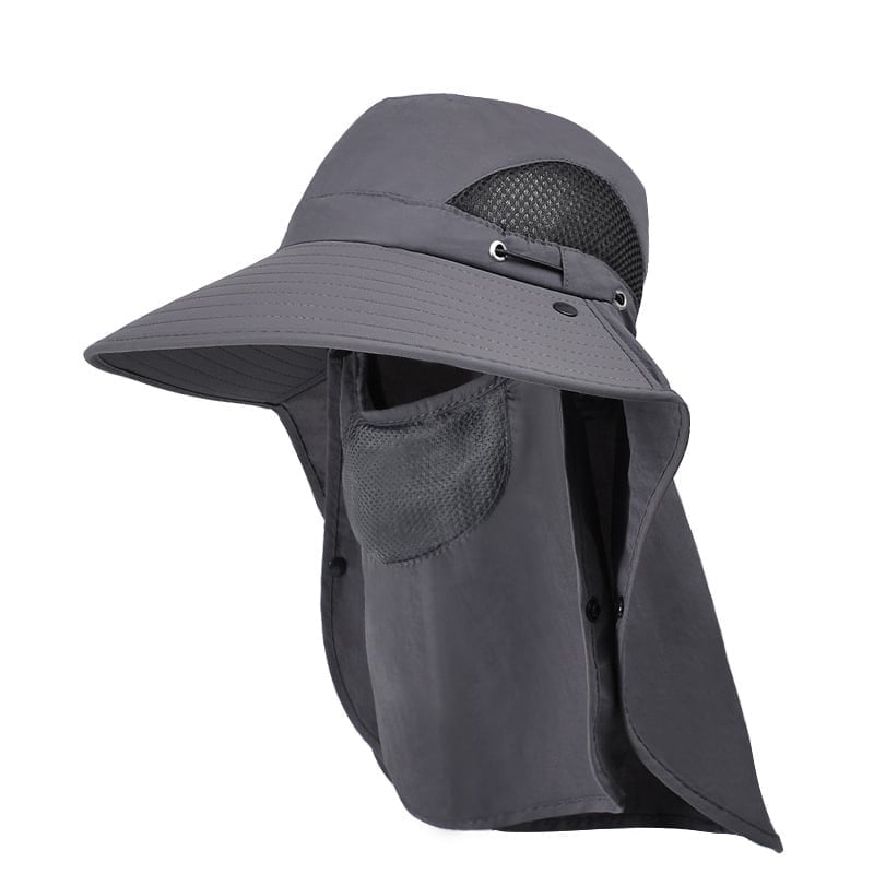 Unisex Wide-Brim Sun Hat – Detachable Neck Flap, Face Mask & Breathable Mesh