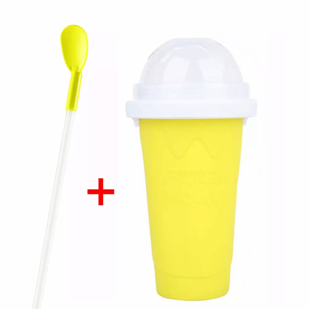 Slushy Maker Cup – Quick-Freeze Squeeze Cup, Leak-Proof Lid & 2-in-1 Straw Spoon