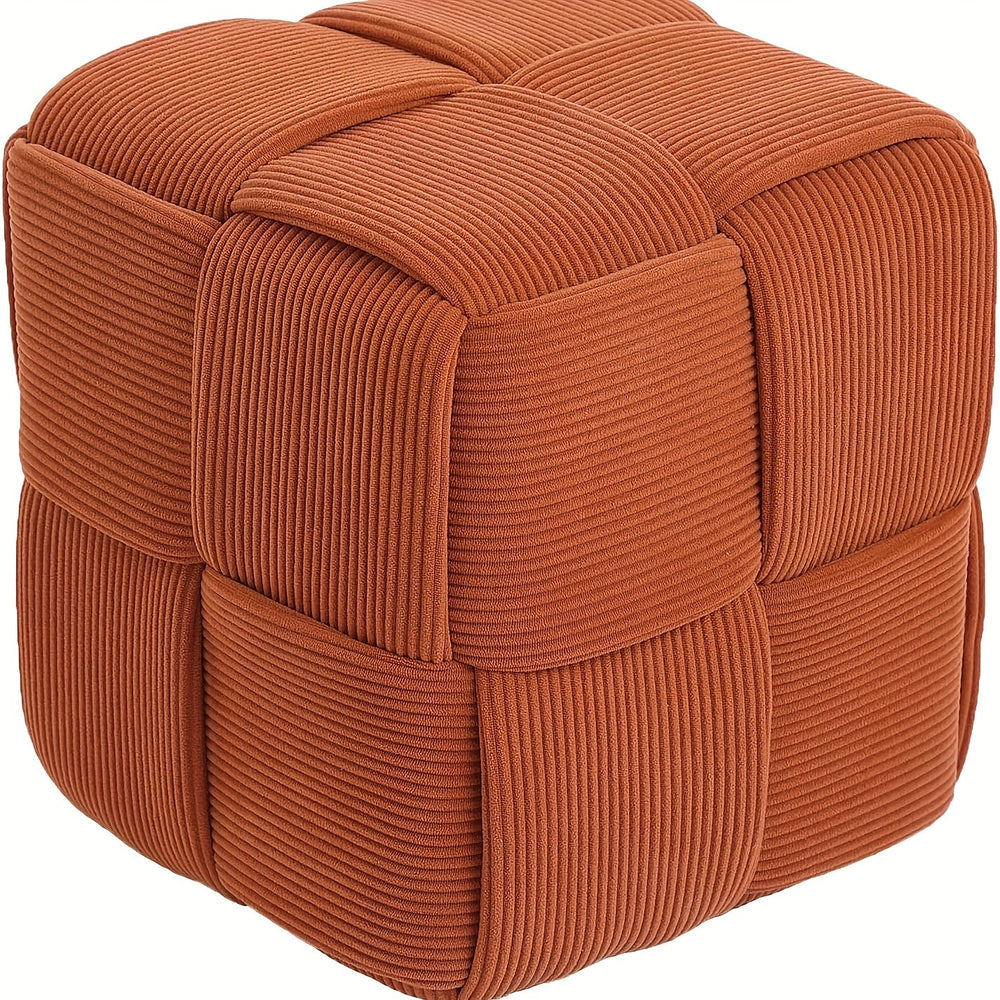 Corduroy Footstool Ottoman – Foam-Filled, Extra Seat & Soft Velvety Cover