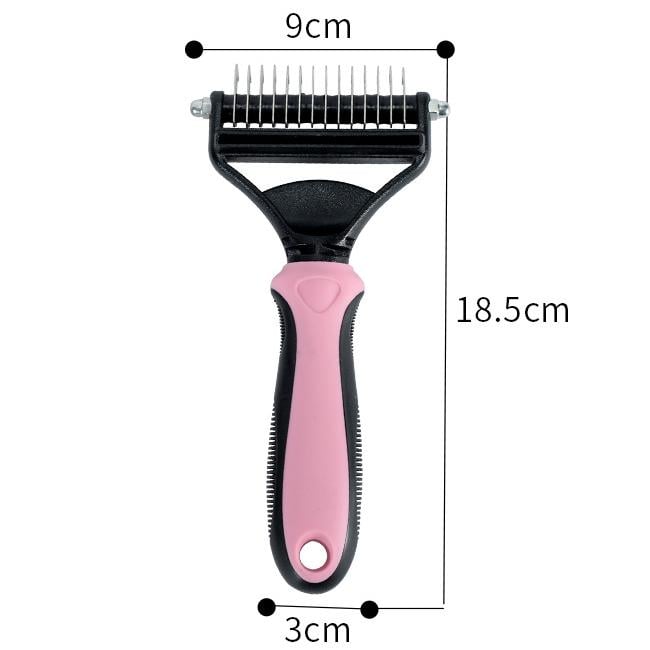 Double-Sided Pet Dematting Brush – Stainless Steel Teeth, Dogs & Cats, Non-Slip Grip