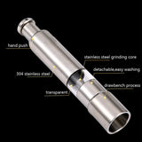 Stainless Steel Pepper Grinder – Manual Push Mechanism, One-Hand Use & Refill Window