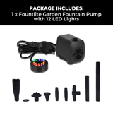 LED Garden Fountain Pump – 2000L/h, 12 LED Lights & IP68 Waterproof