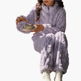 Women's Pajama Set – Fleece, Zipper Top & Long Pants