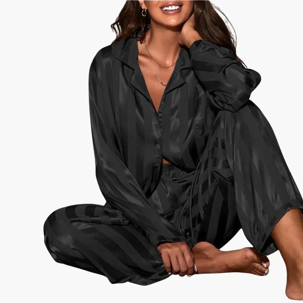 Women's Satin Pajama Set – Long Sleeve, Shirt & Pants