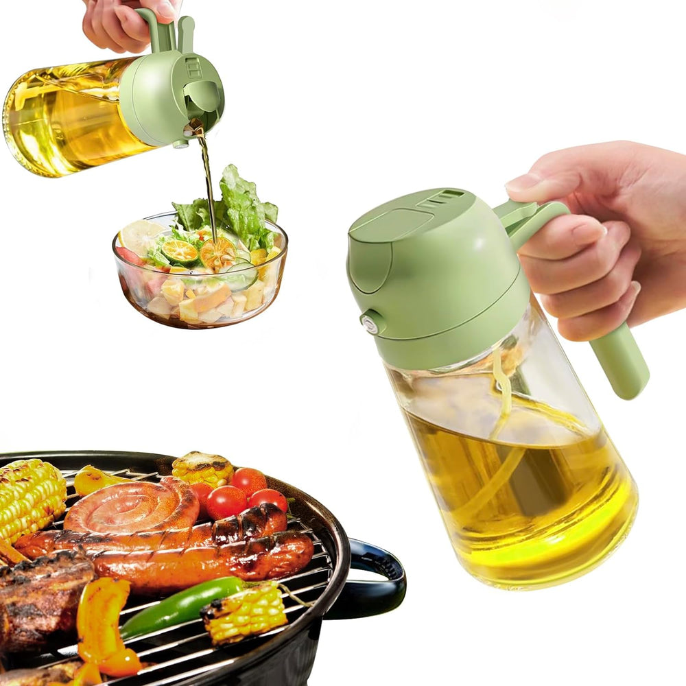 Premium 2-in-1 Olive Oil Spray - 470mL Glass Bottle for Cooking & Dressing