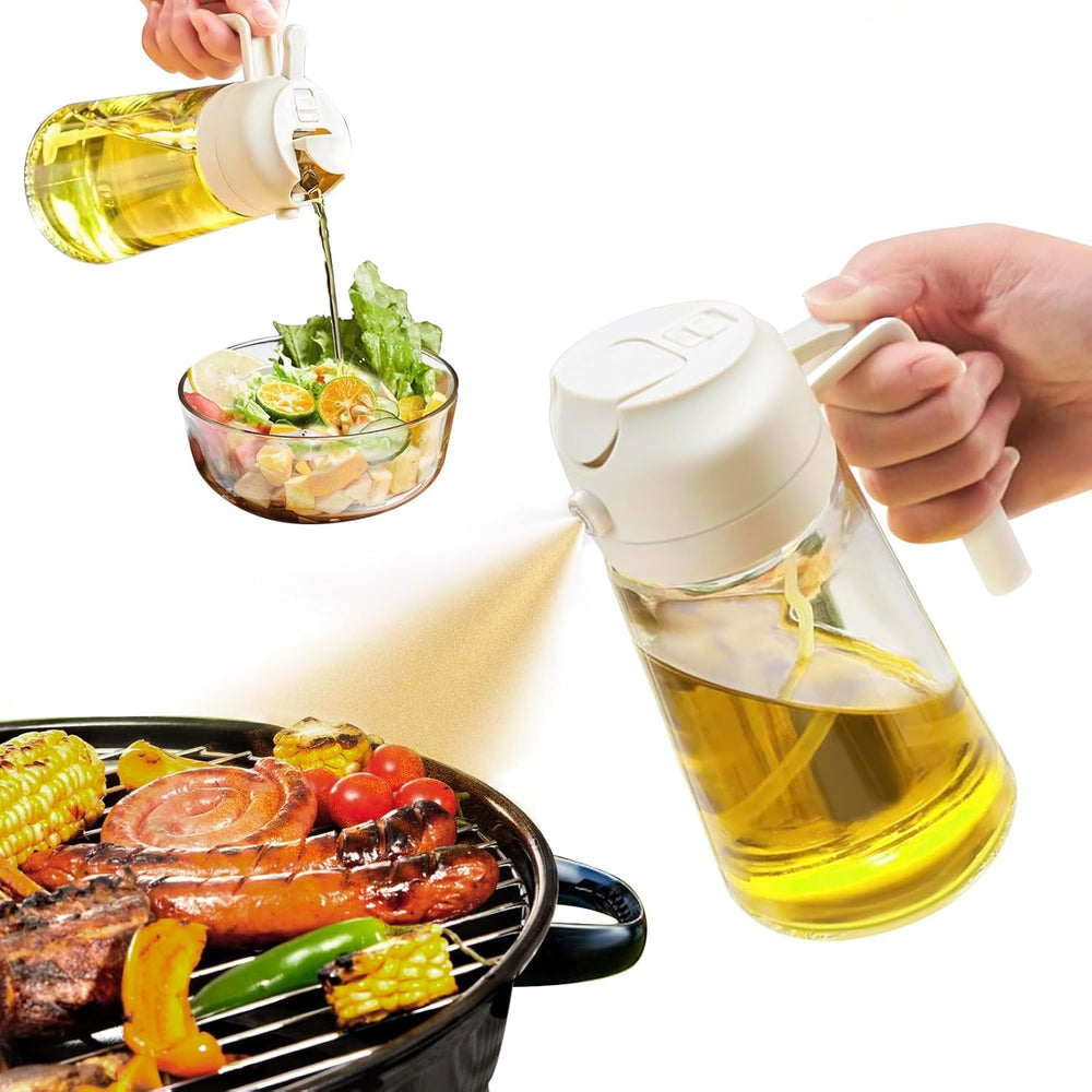 Premium 2-in-1 Olive Oil Spray - 470mL Glass Bottle for Cooking & Dressing