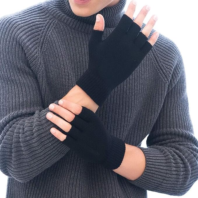 2-Pack WarmFlex Winter Knitted Fingerless Gloves - Cozy & Stylish Hand Warmers for Cold Weather