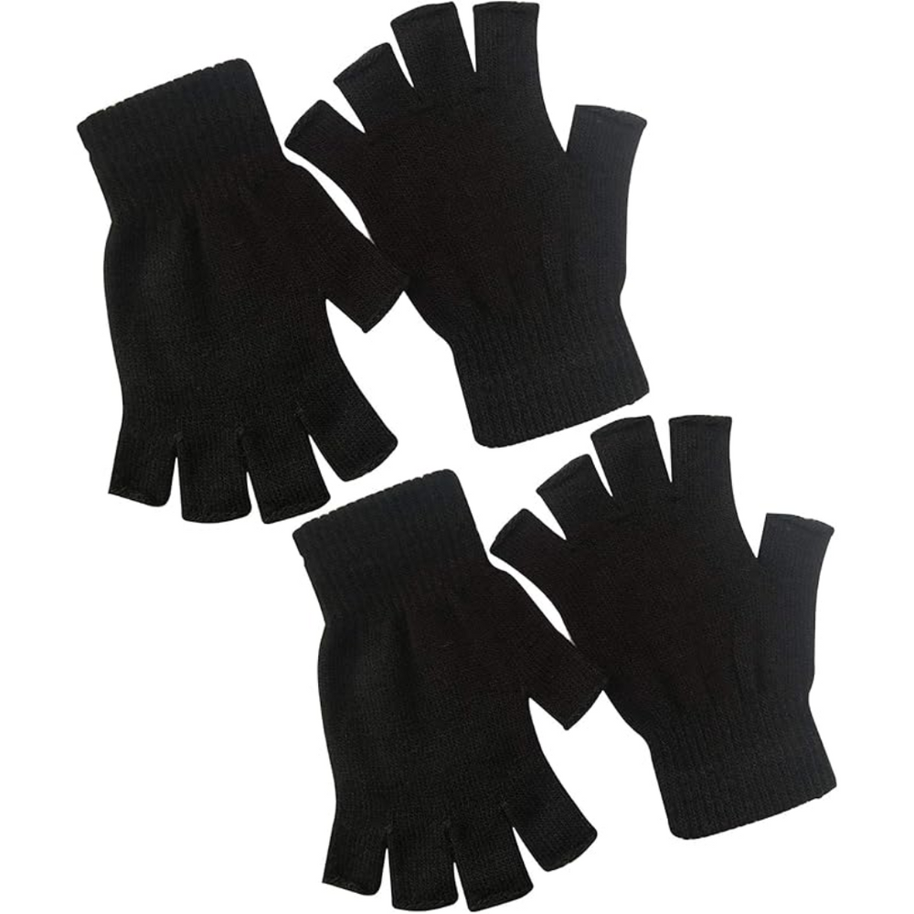2-Pack WarmFlex Winter Knitted Fingerless Gloves - Cozy & Stylish Hand Warmers for Cold Weather