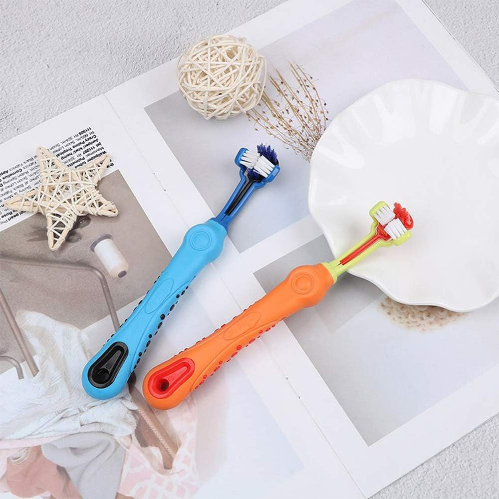 2-Piece Triangular Pet Toothbrush Set - Effective Tartar Control for Healthy Teeth & Gums
