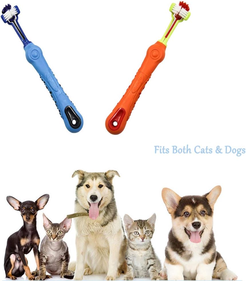 2-Piece Triangular Pet Toothbrush Set - Effective Tartar Control for Healthy Teeth & Gums