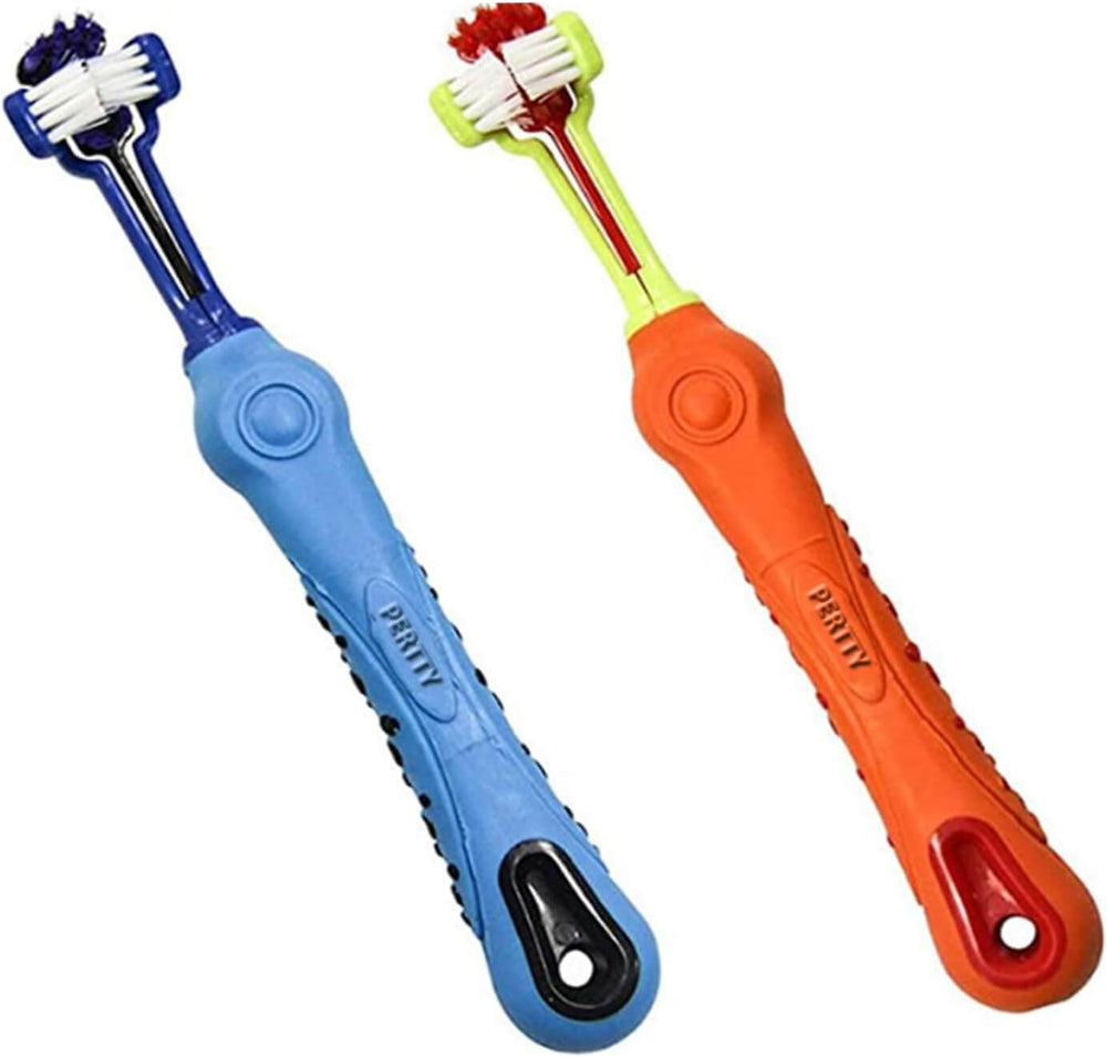 2-Piece Triangular Pet Toothbrush Set - Effective Tartar Control for Healthy Teeth & Gums