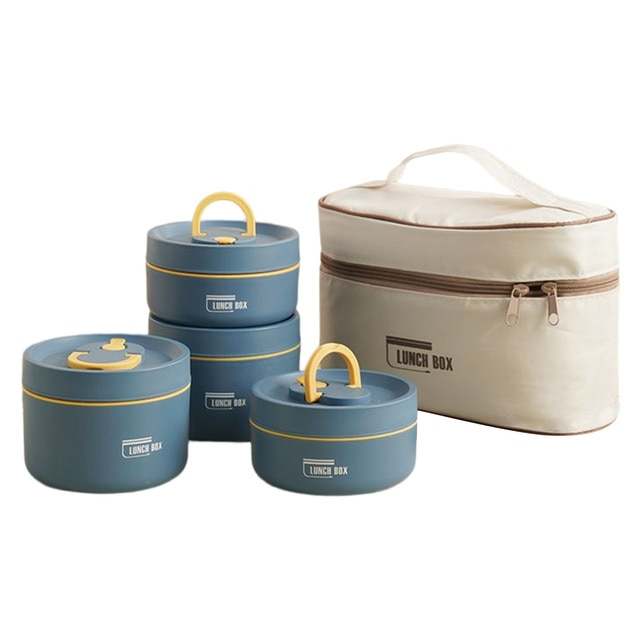 ThermoBox insulated lunchbox - Blue 2x Small + 2x Large