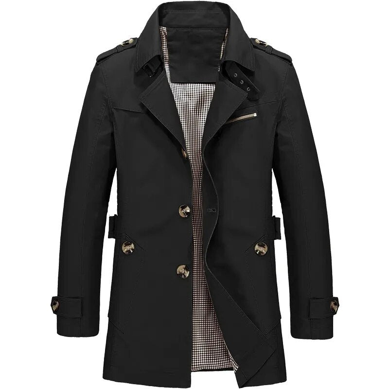 Trenchcoat – Stylish Long Coat – Black
