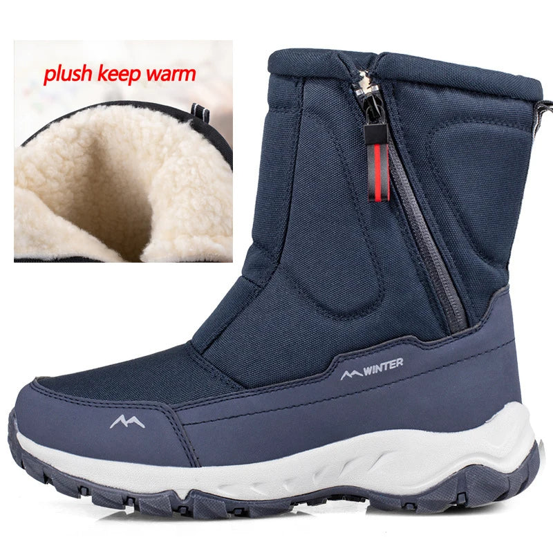 Warm Mid-Height Winter Snow Boots - Blue