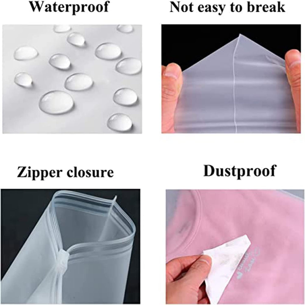 20-Pack Multi-Purpose Frosted Zip Storage Bags - Versatile Plastic Garment Sleeves (Buy 2 Sets, Get 1 FREE) - Ideal for Organizing Clothes & Accessories
