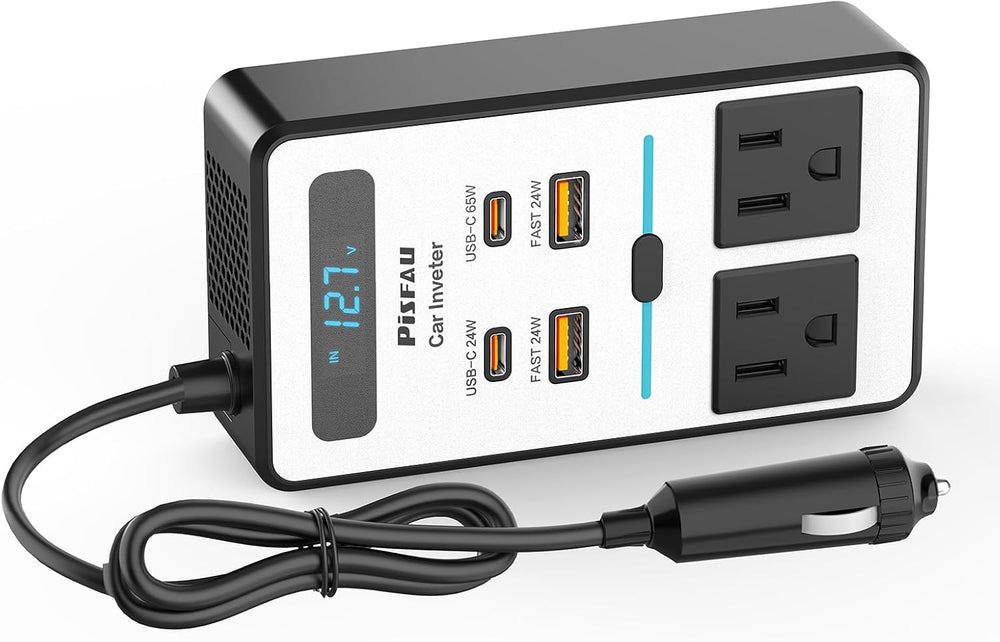 200W Car Inverter - DC 12V to 220V AC Power Converter with USB-C Fast Charging Port - Ideal for Travel & Road Trips