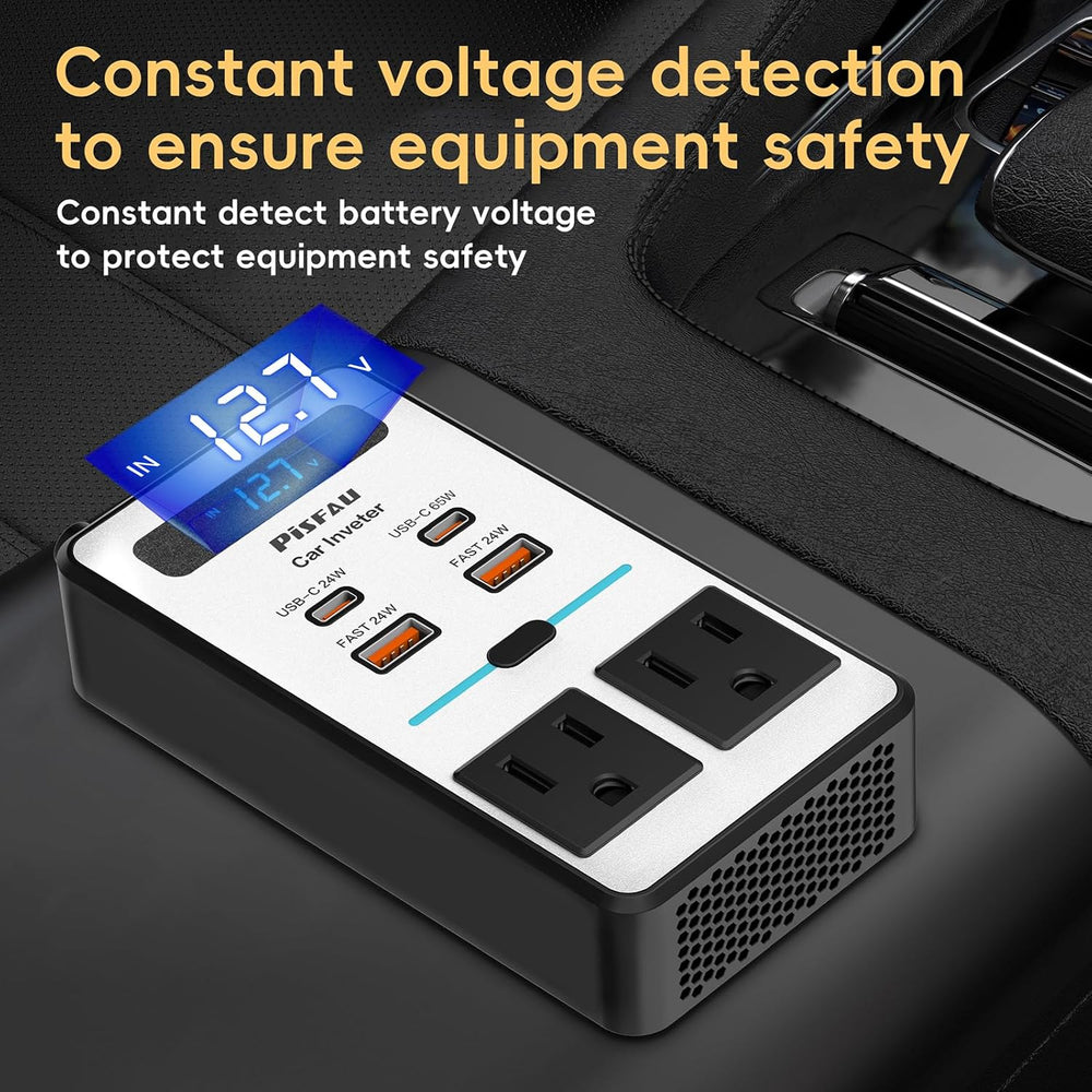 200W Car Inverter - DC 12V to 220V AC Power Converter with USB-C Fast Charging Port - Ideal for Travel & Road Trips