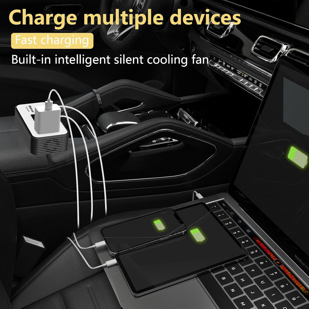 200W Car Inverter - DC 12V to 220V AC Power Converter with USB-C Fast Charging Port - Ideal for Travel & Road Trips