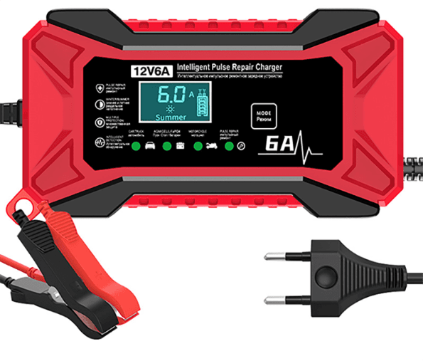 12V Car Battery Charger – 6A, LCD Display, Pulse Repair & 4–100Ah