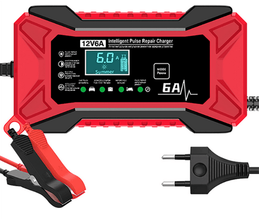 12V Car Battery Charger – 6A, LCD Display, Pulse Repair & 4–100Ah