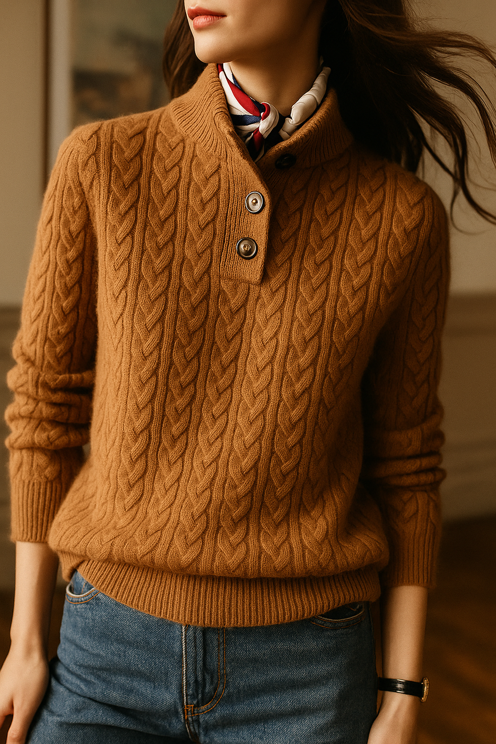Enhanced Product Title: "Arden Pullover mit Knopfleiste für Damen – Stilvoller, Bequemer Strickpullover in Verschiedenen Farben" 

This title includes relevant keywords and phrases that can help improve visibility and attract potential buyers.
