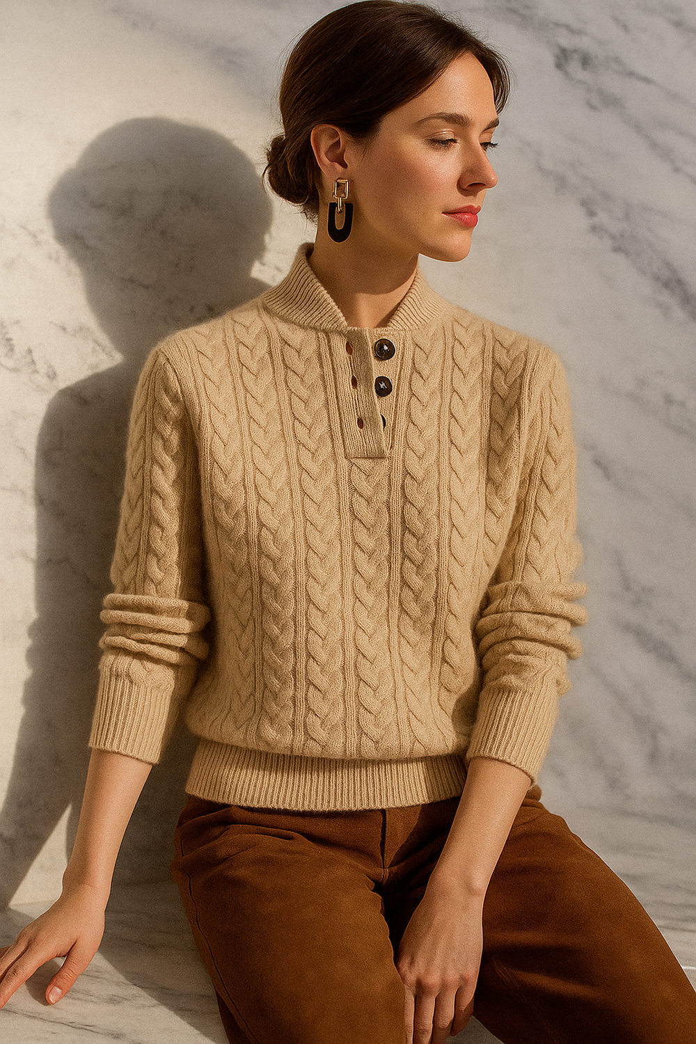 Enhanced Product Title: "Arden Pullover mit Knopfleiste für Damen – Stilvoller, Bequemer Strickpullover in Verschiedenen Farben" 

This title includes relevant keywords and phrases that can help improve visibility and attract potential buyers.