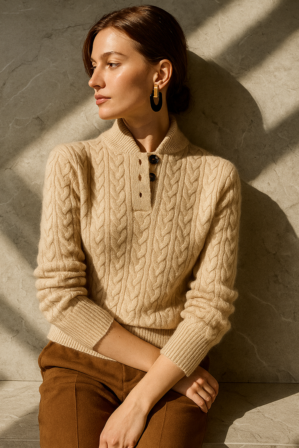 Enhanced Product Title: "Arden Pullover mit Knopfleiste für Damen – Stilvoller, Bequemer Strickpullover in Verschiedenen Farben" 

This title includes relevant keywords and phrases that can help improve visibility and attract potential buyers.