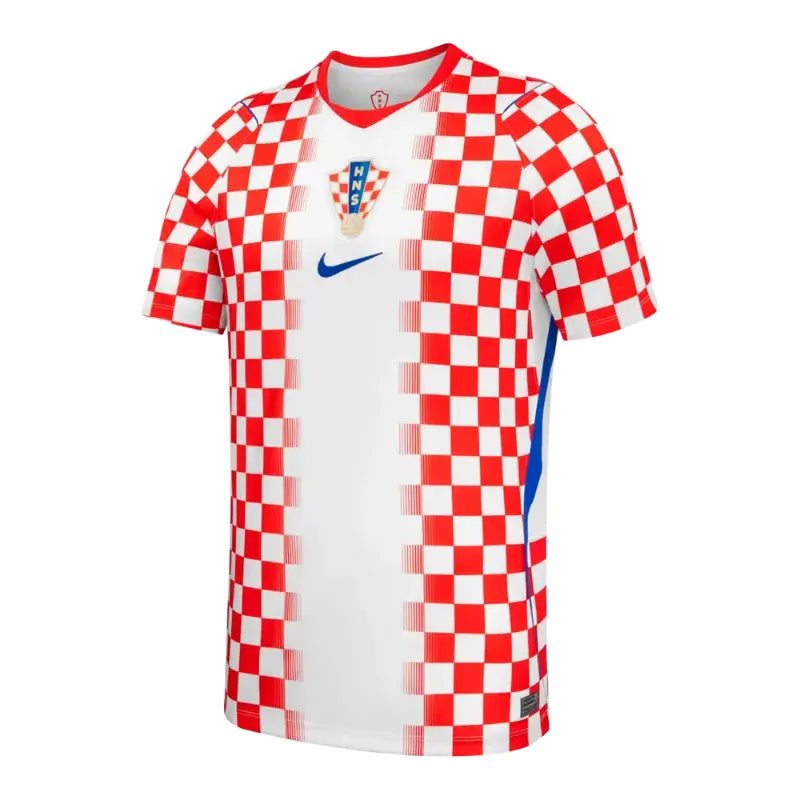 2026 Croatia Home Soccer Jersey, Men's Vatreni Football Kit with Red and White Checkered Design