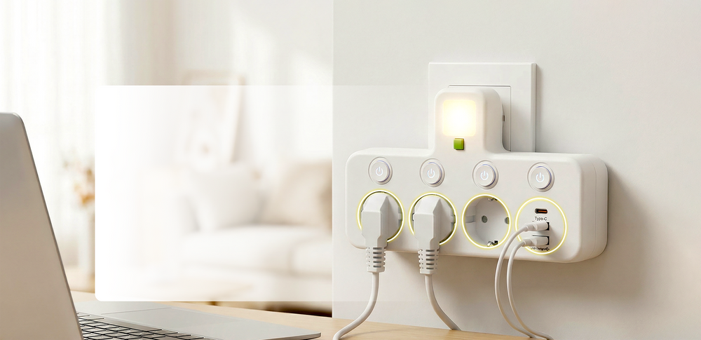 Power Strip – USB-A & USB-C Ports, Up to 5 Outlets, Built-In Night Light