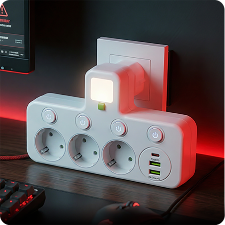 Power Strip – USB-A & USB-C Ports, Up to 5 Outlets, Built-In Night Light