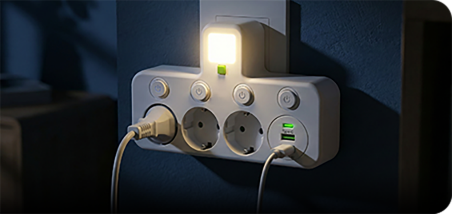 Power Strip – USB-A & USB-C Ports, Up to 5 Outlets, Built-In Night Light