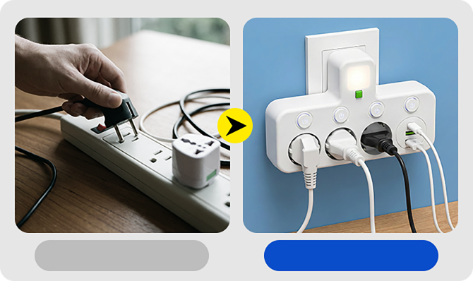 Power Strip – USB-A & USB-C Ports, Up to 5 Outlets, Built-In Night Light