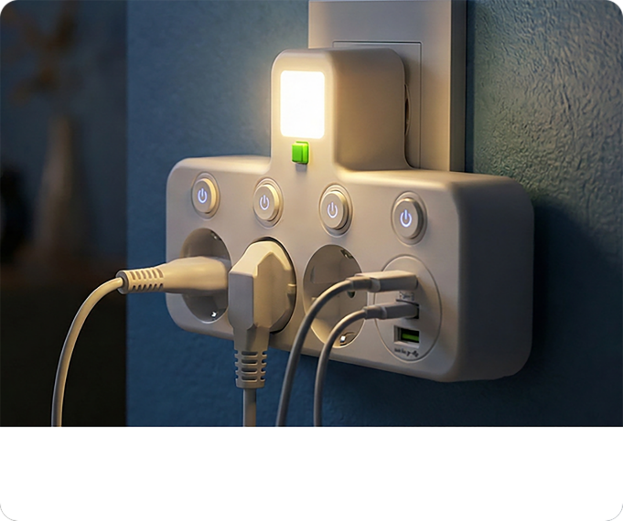 Power Strip – USB-A & USB-C Ports, Up to 5 Outlets, Built-In Night Light