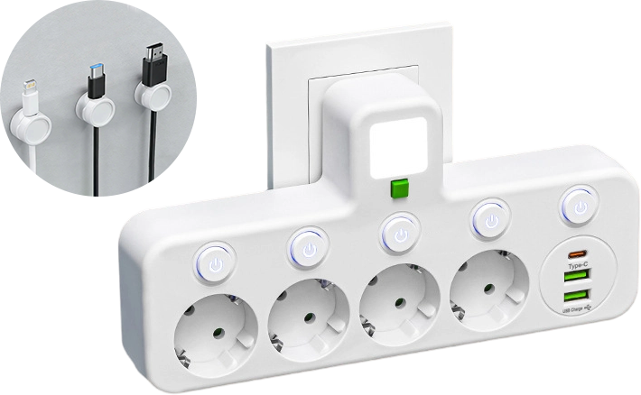 Power Strip – USB-A & USB-C Ports, Up to 5 Outlets, Built-In Night Light