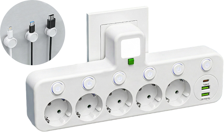 Power Strip – USB-A & USB-C Ports, Up to 5 Outlets, Built-In Night Light