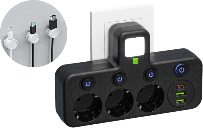 Power Strip – USB-A & USB-C Ports, Up to 5 Outlets, Built-In Night Light