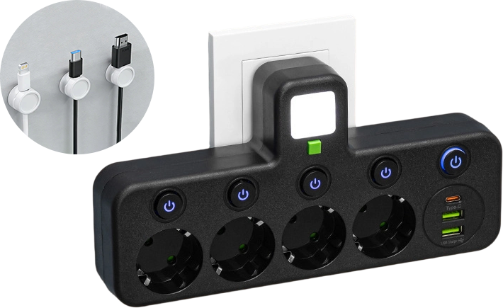 Power Strip – USB-A & USB-C Ports, Up to 5 Outlets, Built-In Night Light