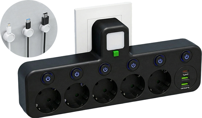 Power Strip – USB-A & USB-C Ports, Up to 5 Outlets, Built-In Night Light