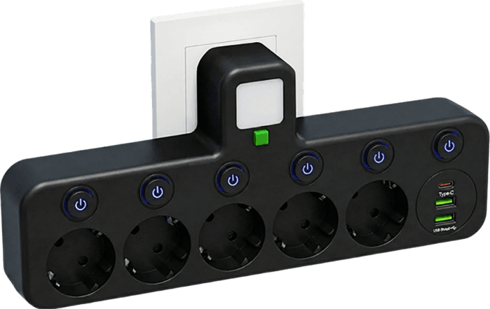 Power Strip – USB-A & USB-C Ports, Up to 5 Outlets, Built-In Night Light