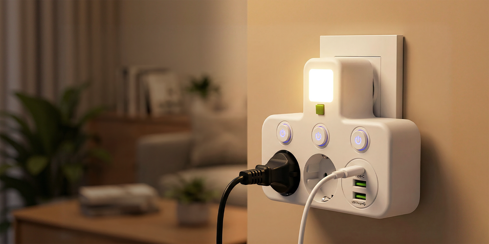 Power Strip – USB-A & USB-C Ports, Up to 5 Outlets, Built-In Night Light