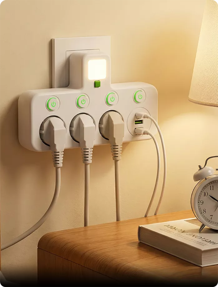 Power Strip – USB-A & USB-C Ports, Up to 5 Outlets, Built-In Night Light