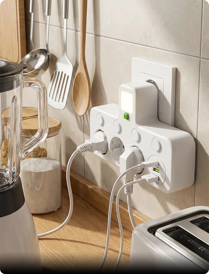 Power Strip – USB-A & USB-C Ports, Up to 5 Outlets, Built-In Night Light