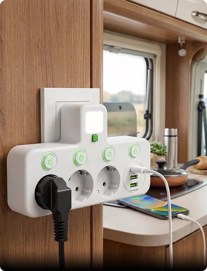 Power Strip – USB-A & USB-C Ports, Up to 5 Outlets, Built-In Night Light