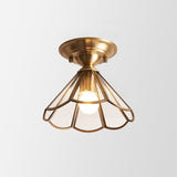Single-Bulb Flush Mount Lighting Minimalism Scalloped Metal Semi Flush Mount in Brass