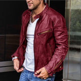 Men's Leather Jacket with Weatherproof Coating - Leandro