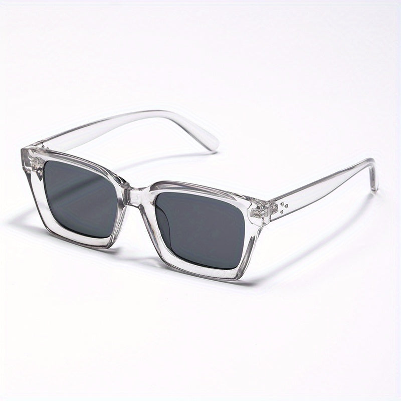 Men's Square Sunglasses – UV400 Protection, Lightweight Polycarbonate, Clear Grey