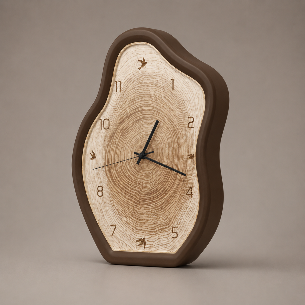Wall Clock – Rustic Wood-Inspired Design, Silent Quartz Movement & Battery-Operated