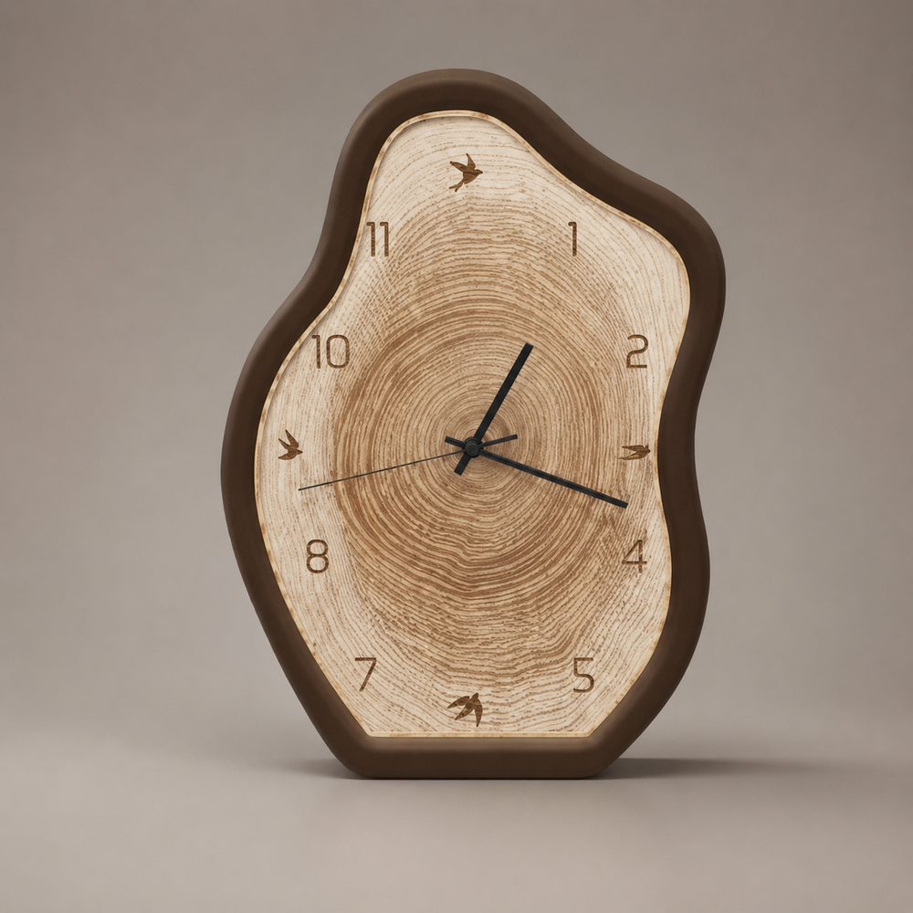 Wall Clock – Rustic Wood-Inspired Design, Silent Quartz Movement & Battery-Operated