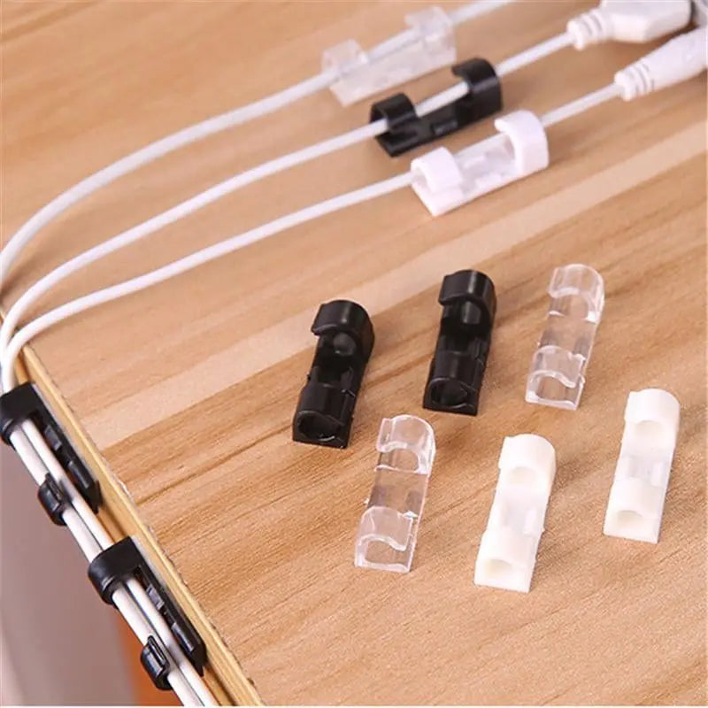 Adhesive Cable Clips 20-Pack – ABS, 8mm Max & Self-Adhesive White